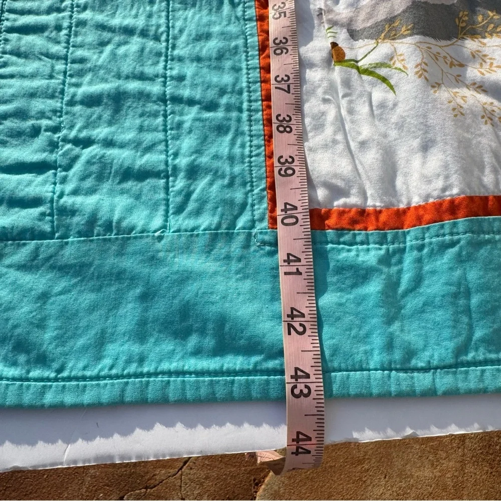 Baby/Kids Animal Forest Fellows Patchwork Quilt with Blue Border 43”X33